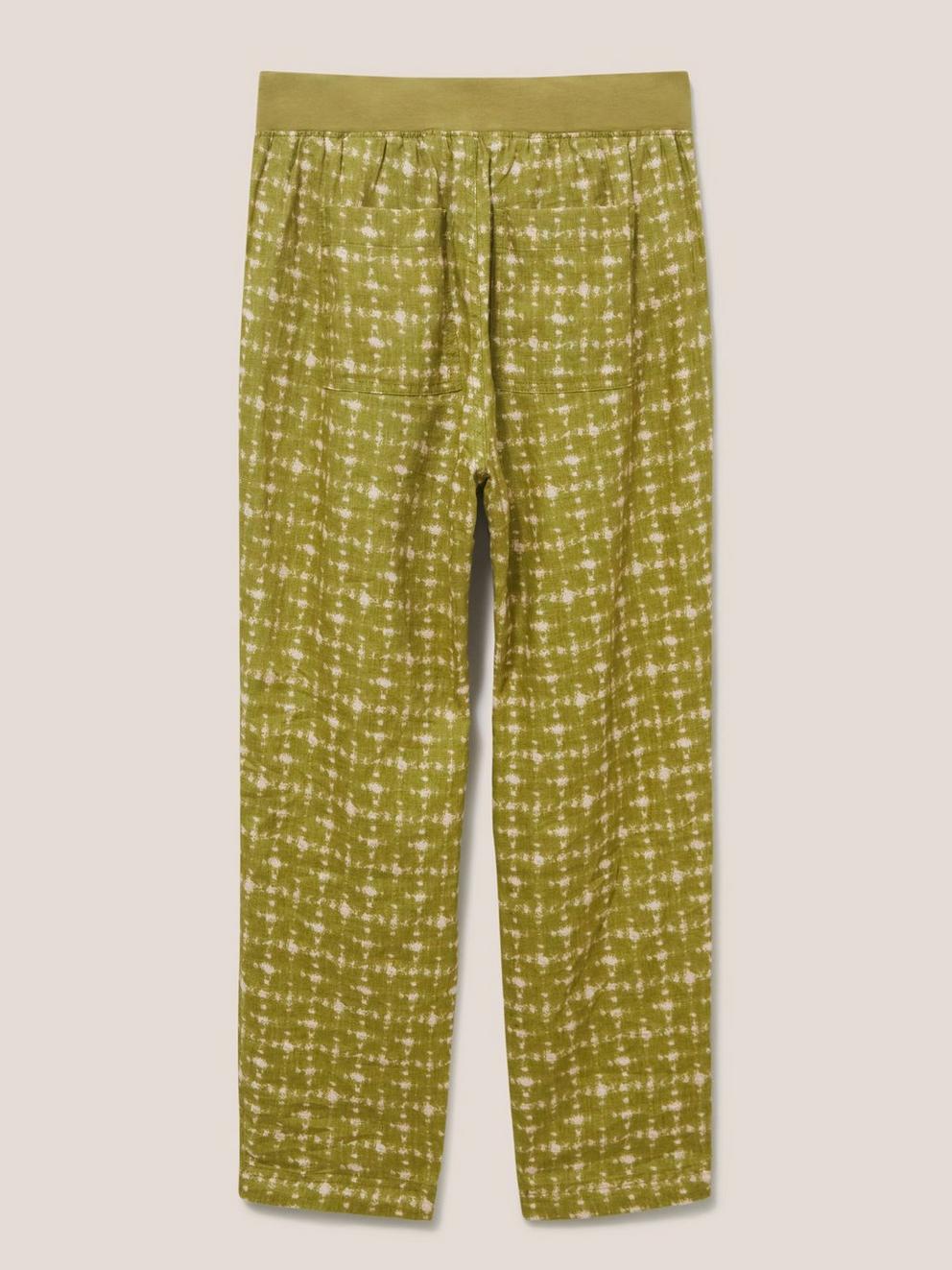 Effie Linen Trouser in GREEN PR - FLAT BACK