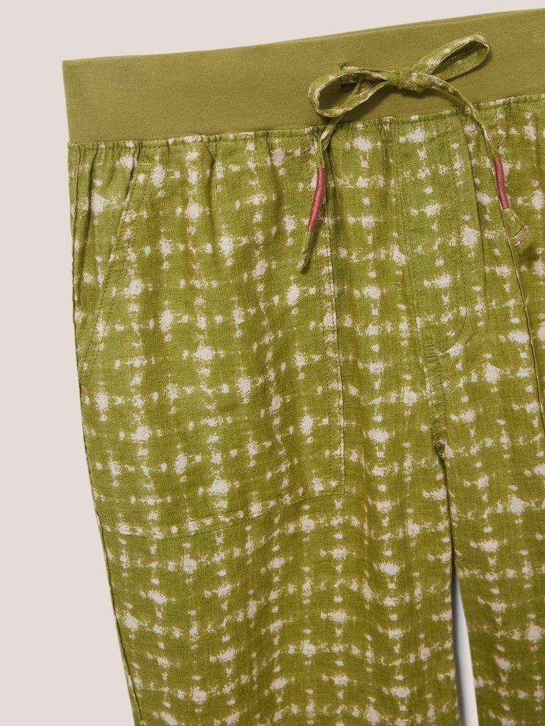 Effie Linen Trouser in GREEN PR - FLAT DETAIL