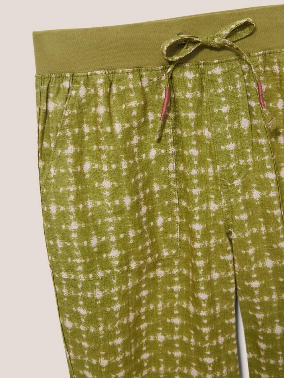 Effie Linen Trouser in GREEN PR - FLAT DETAIL