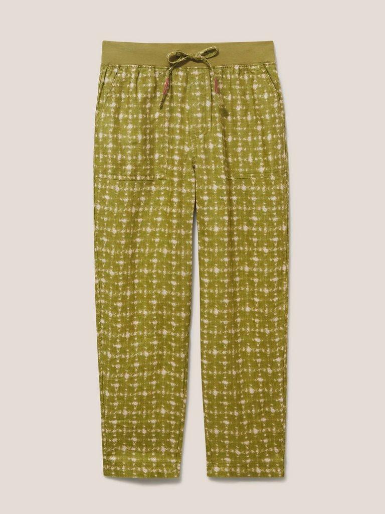 Effie Linen Trouser in GREEN PR - FLAT FRONT