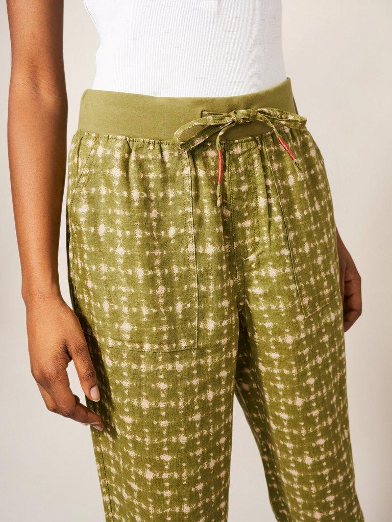 Effie Linen Trouser in GREEN PR - MODEL DETAIL