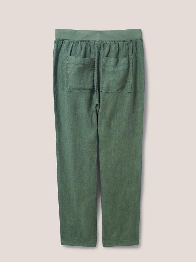 Effie Linen Trouser in KHAKI GRN - FLAT BACK