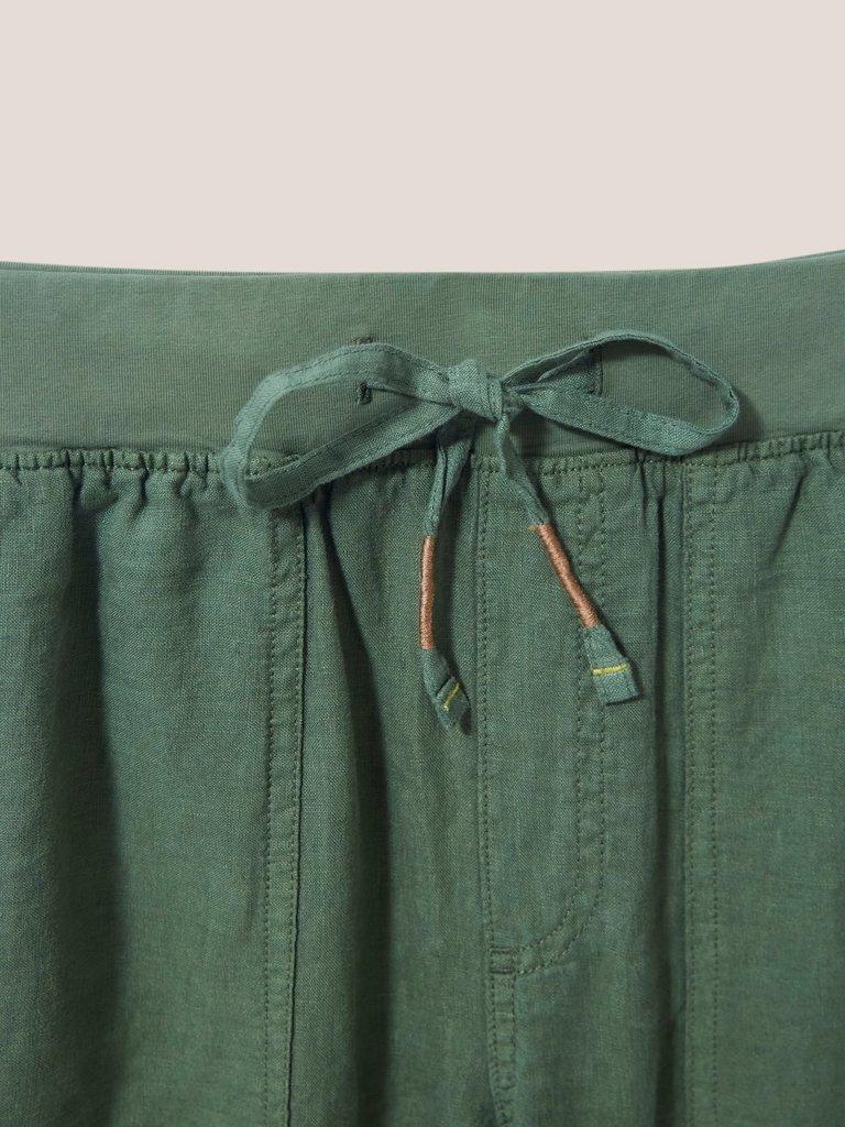 Effie Linen Trouser in KHAKI GRN - FLAT DETAIL