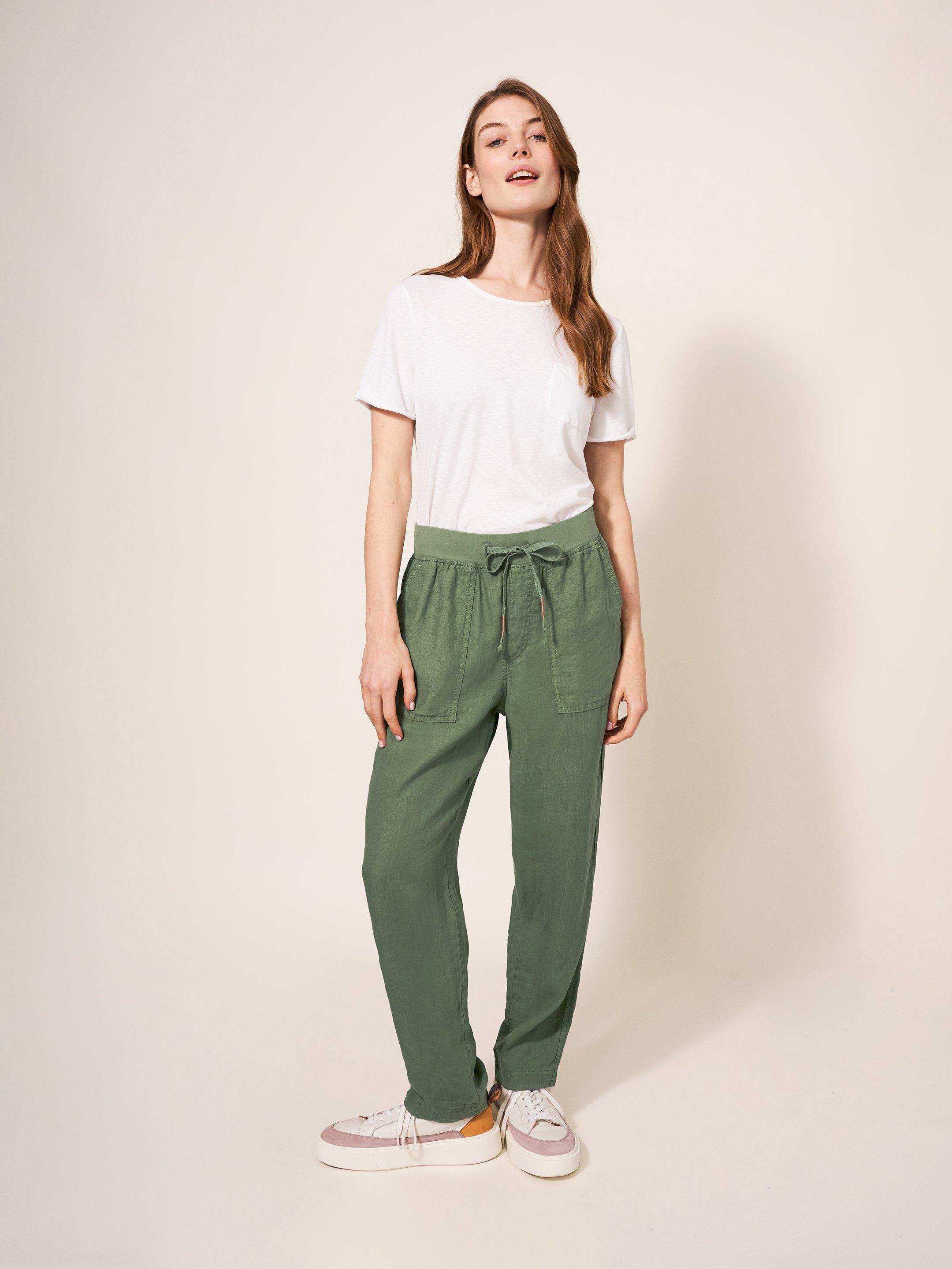 Green 2024 linen trousers