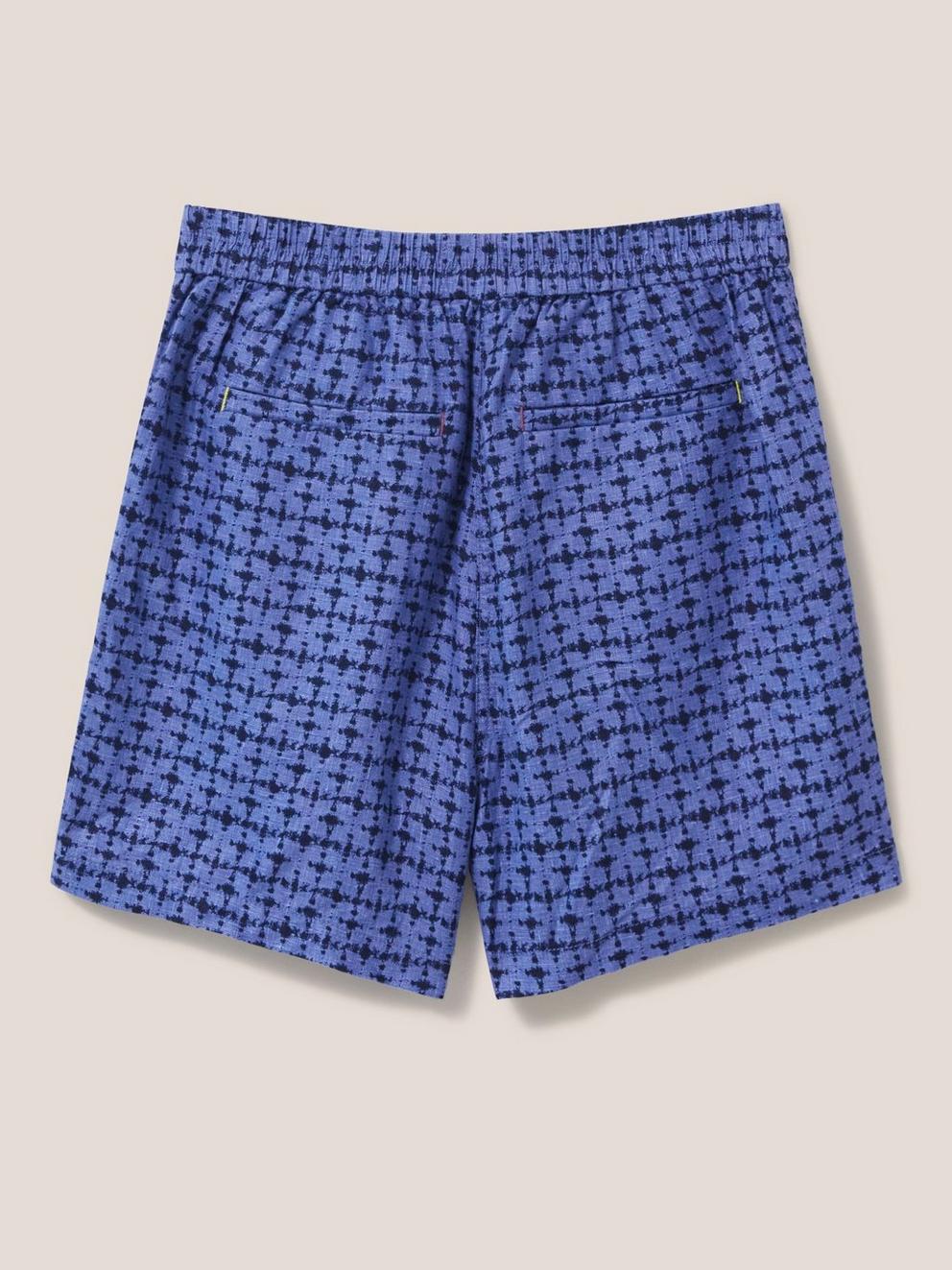 Rowena Linen Short in BLUE MLT - FLAT BACK