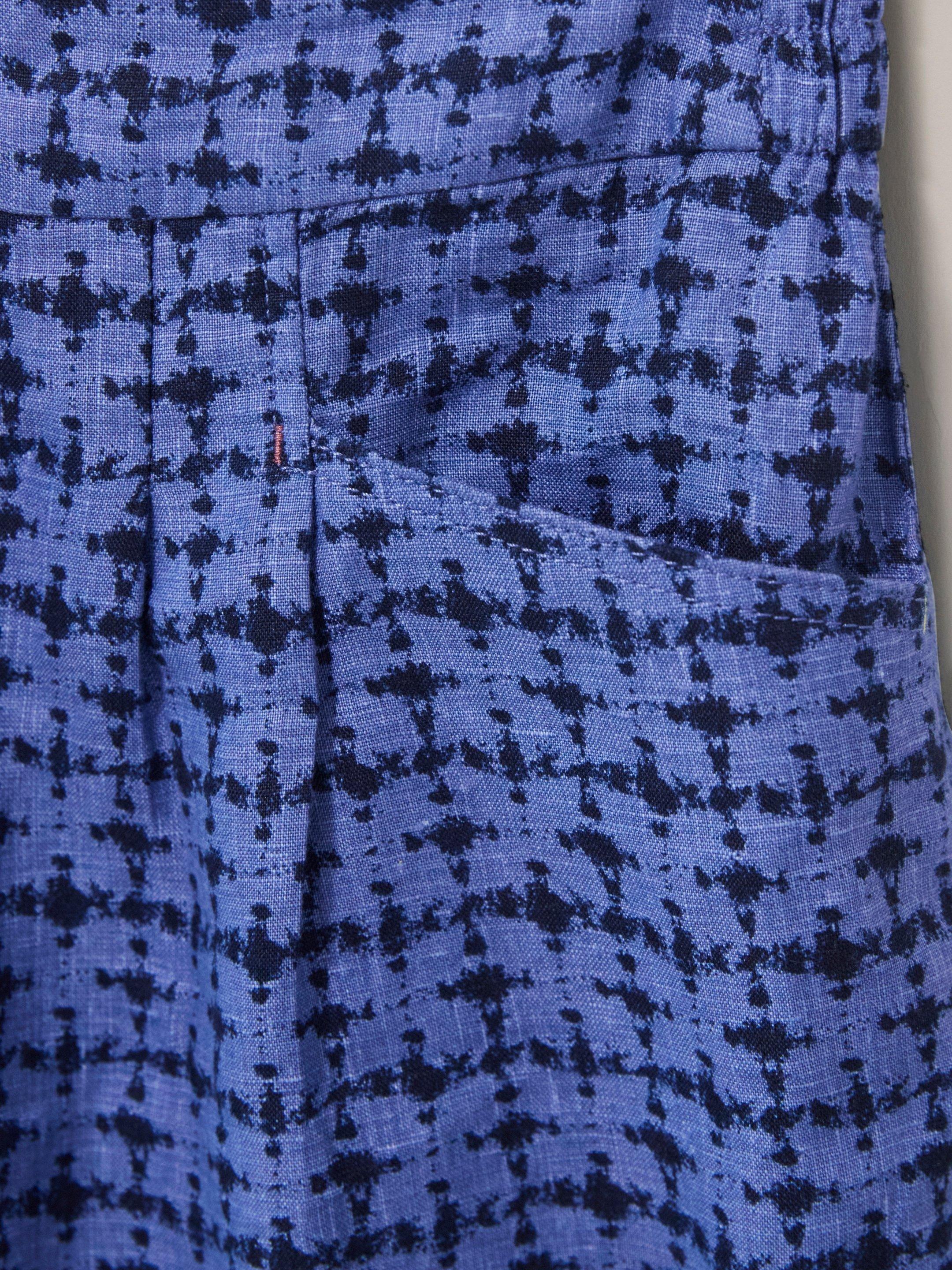 Rowena Linen Short in BLUE MLT - FLAT DETAIL