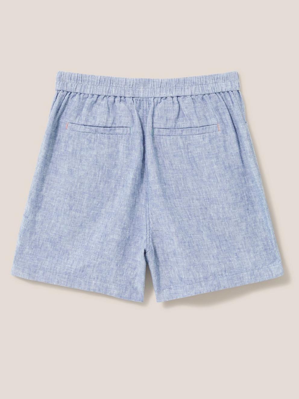 Rowena Linen Short in CHAMB BLUE - FLAT BACK