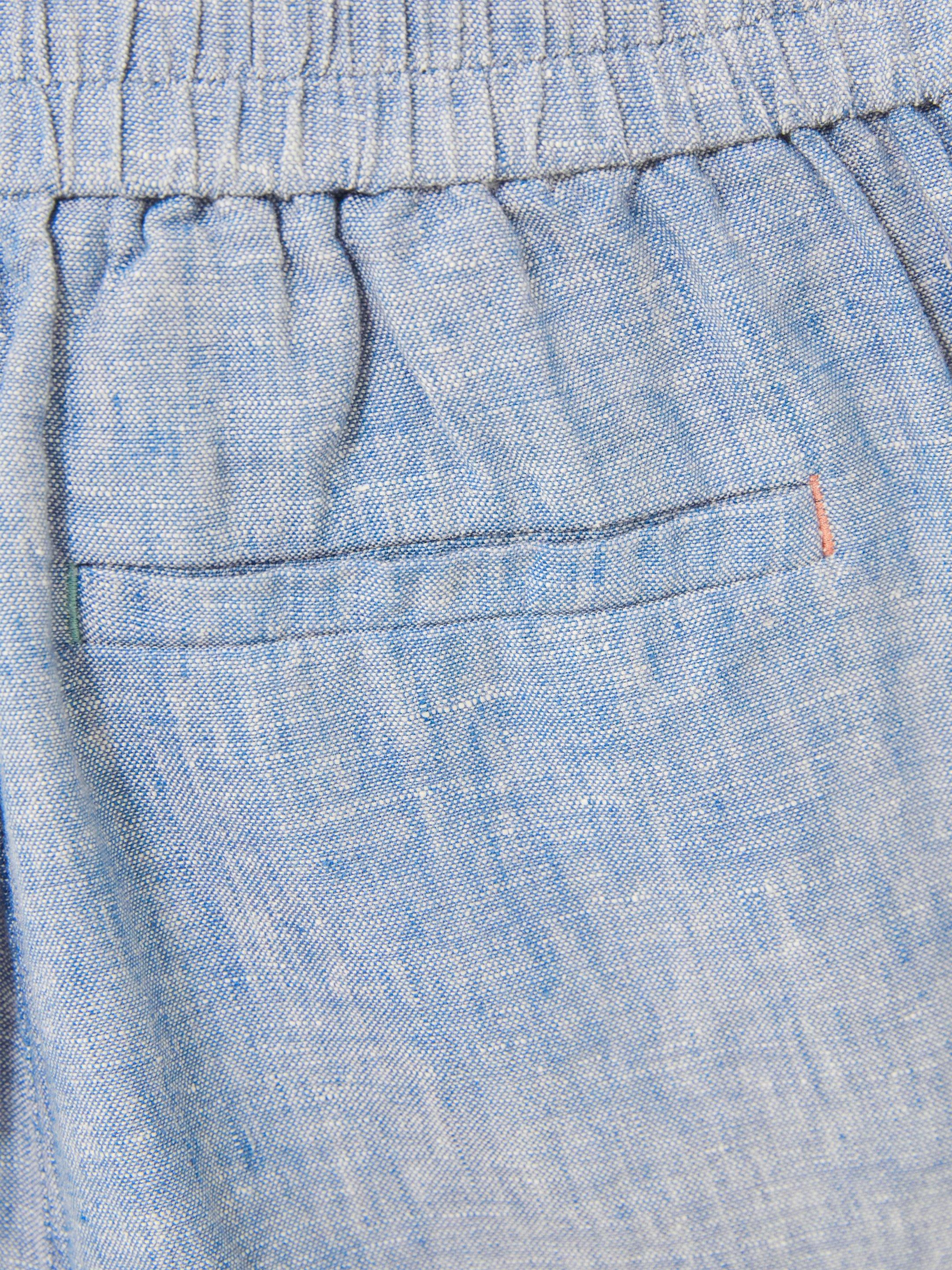 Rowena Linen Short in CHAMB BLUE - FLAT DETAIL