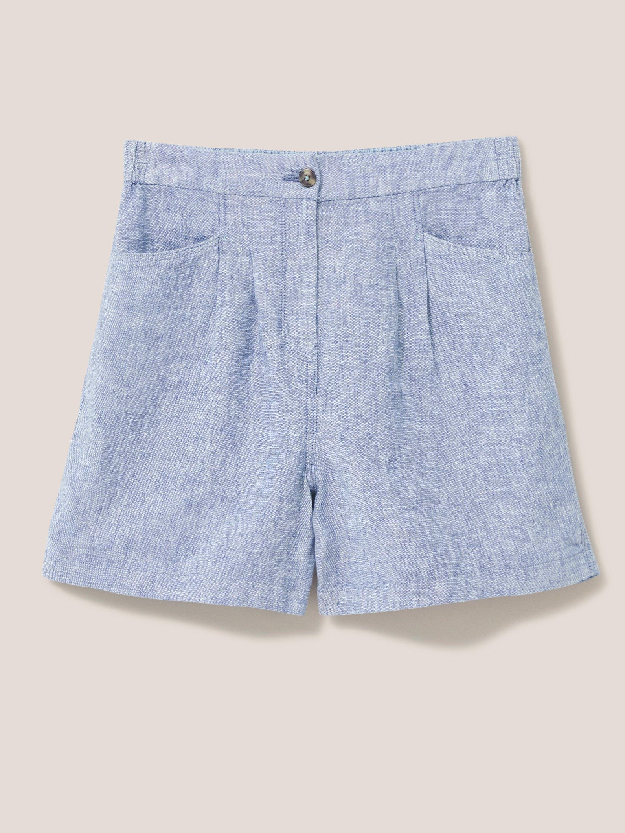 Rowena Linen Short in CHAMB BLUE - FLAT FRONT