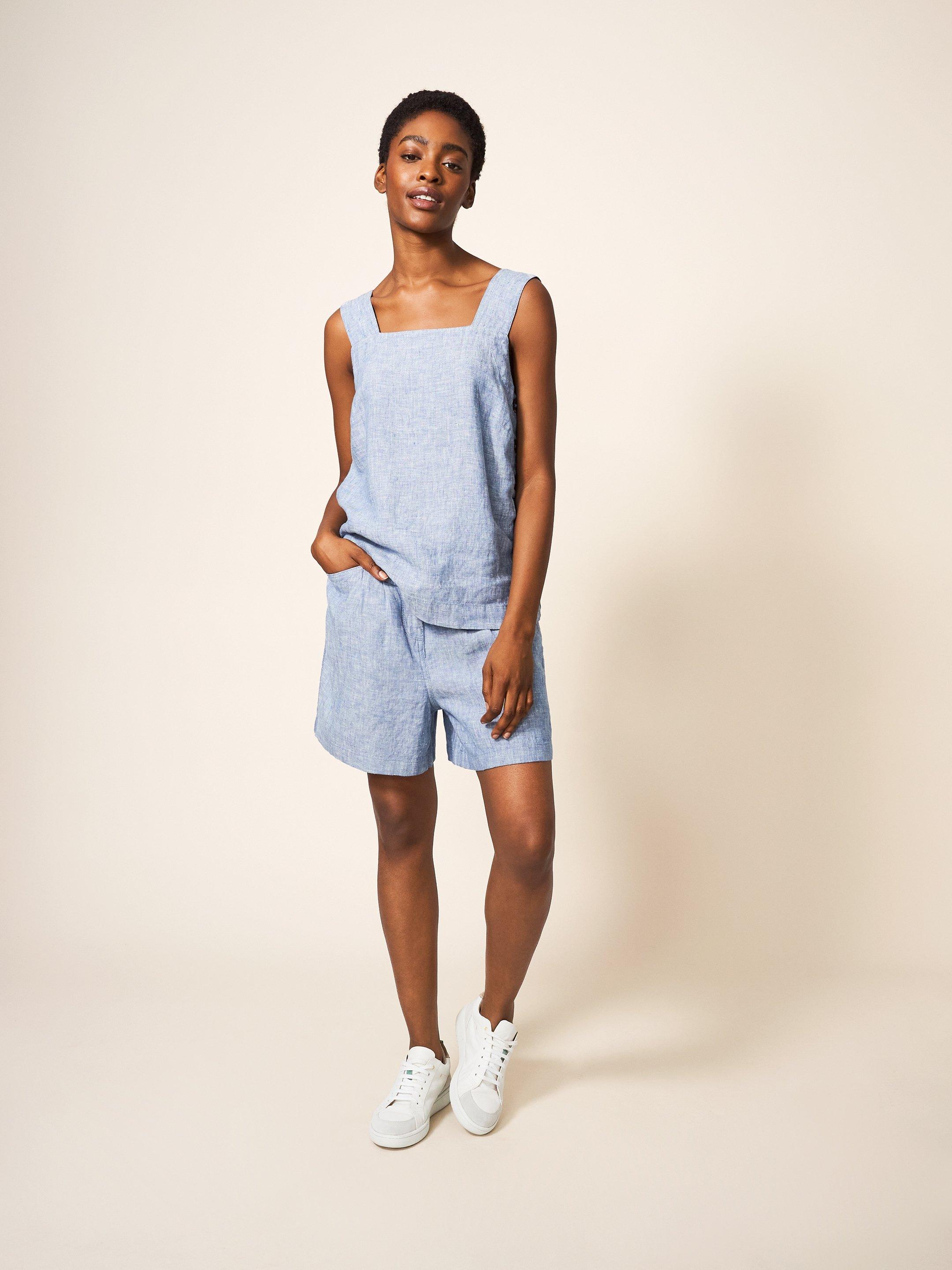 Rowena Linen Short in CHAMB BLUE - LIFESTYLE