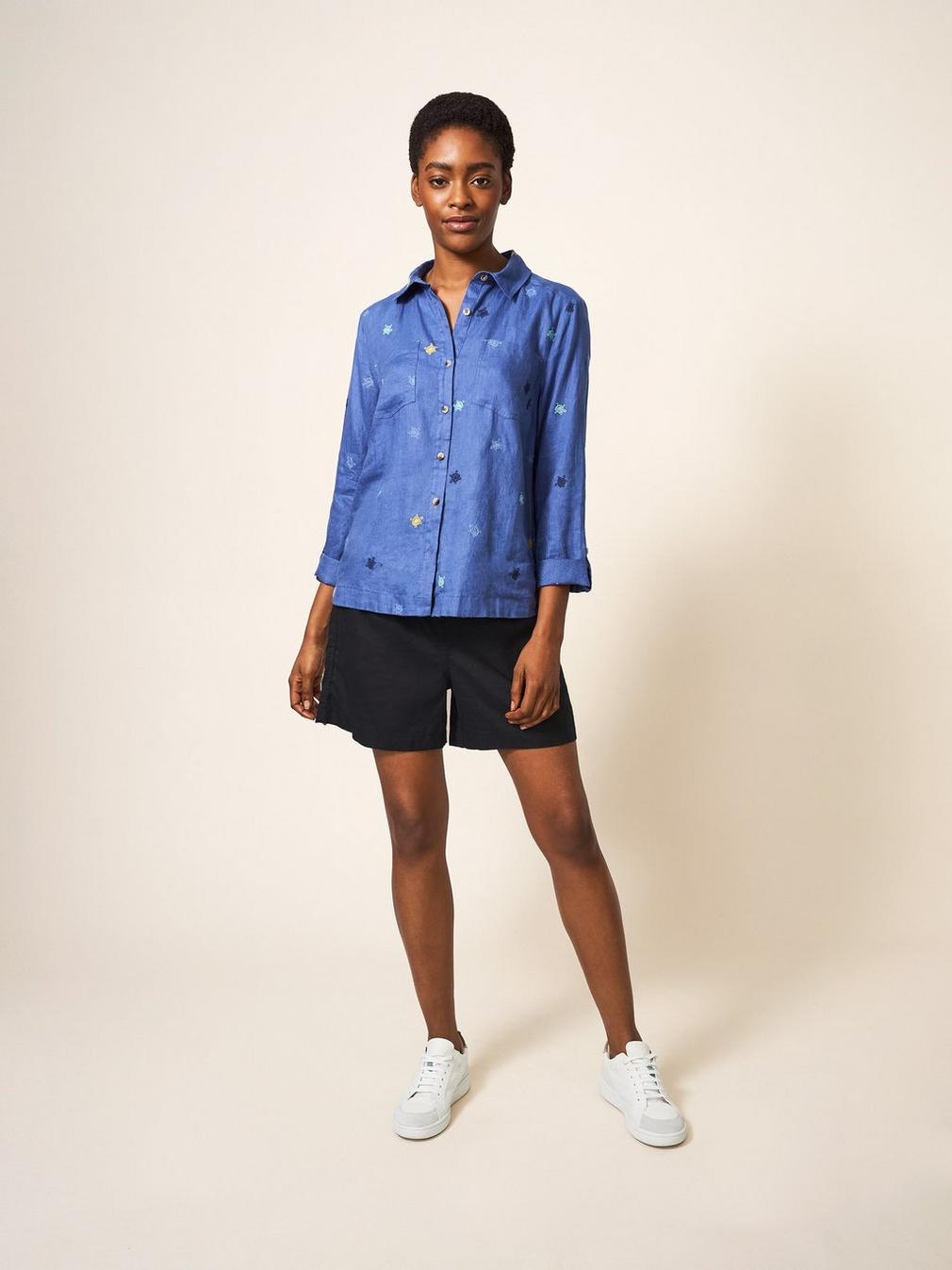 Rowena Linen Short in PURE BLK - LIFESTYLE