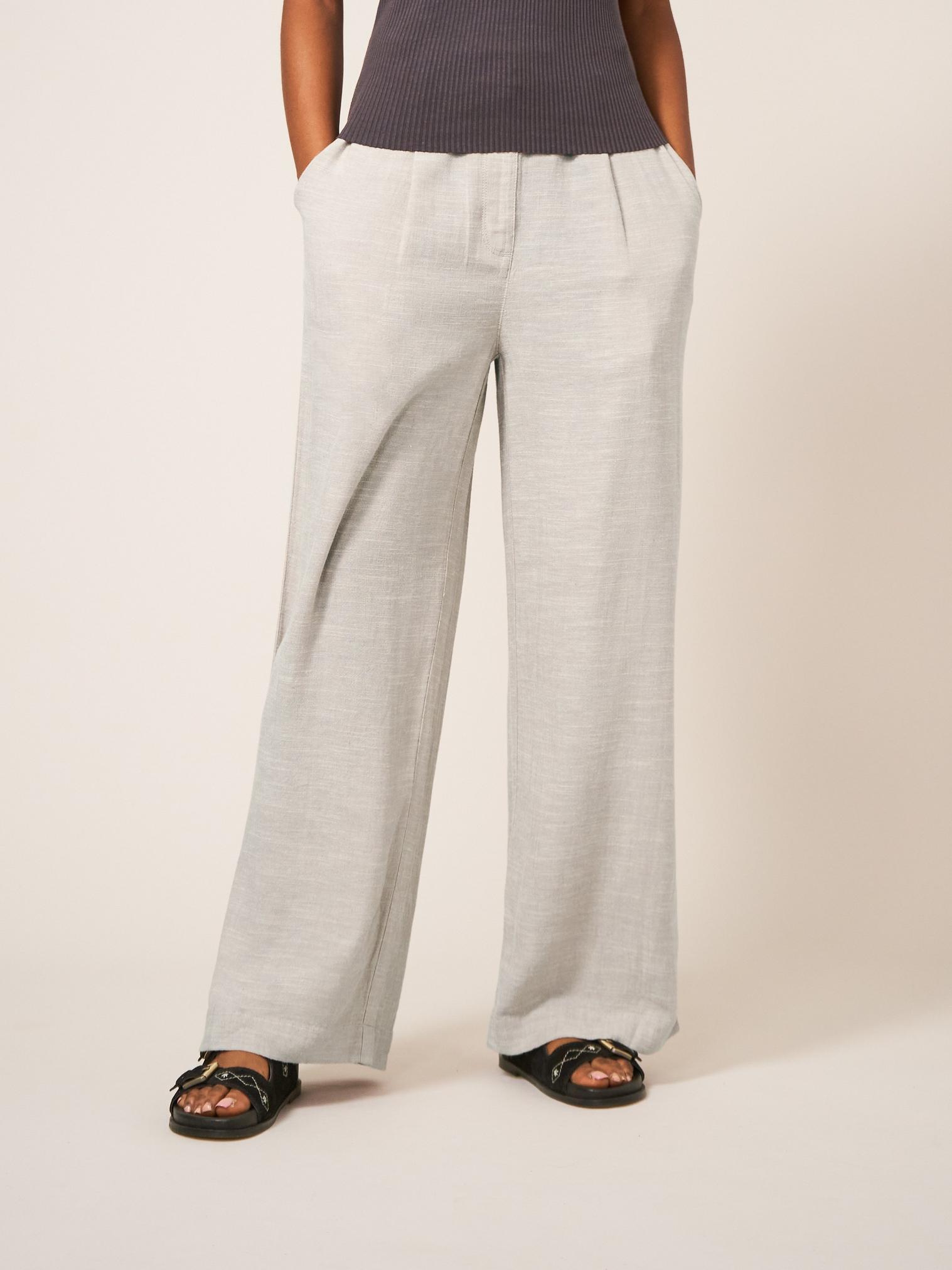 Lucinda Wide Leg Trouser in LGT NAT - LIFESTYLE