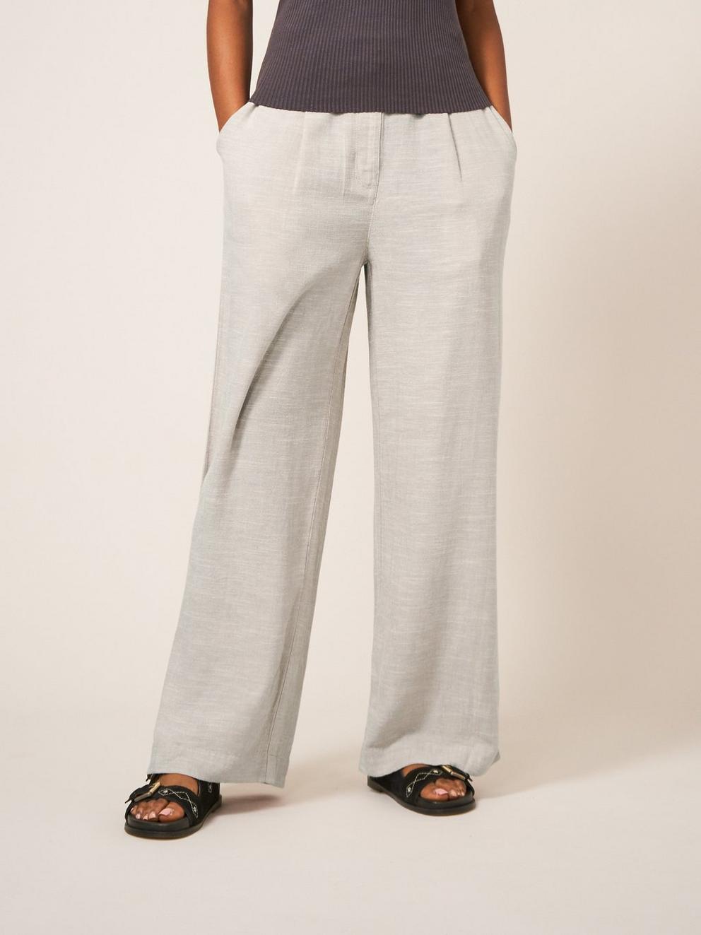 Lucinda Wide Leg Trouser in LGT NAT - LIFESTYLE
