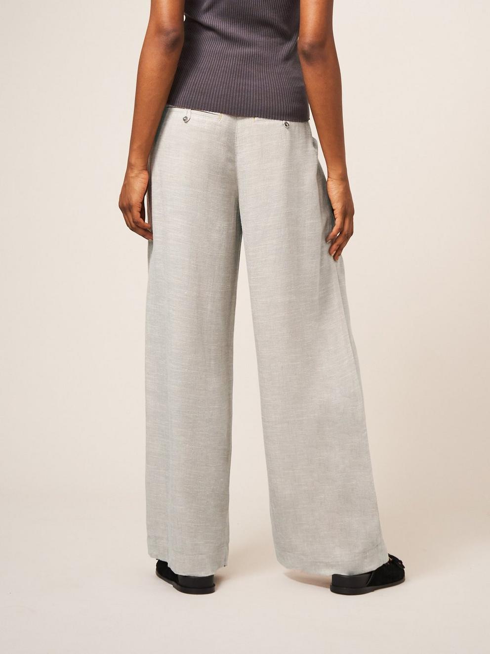 Lucinda Wide Leg Trouser in LGT NAT - MODEL BACK
