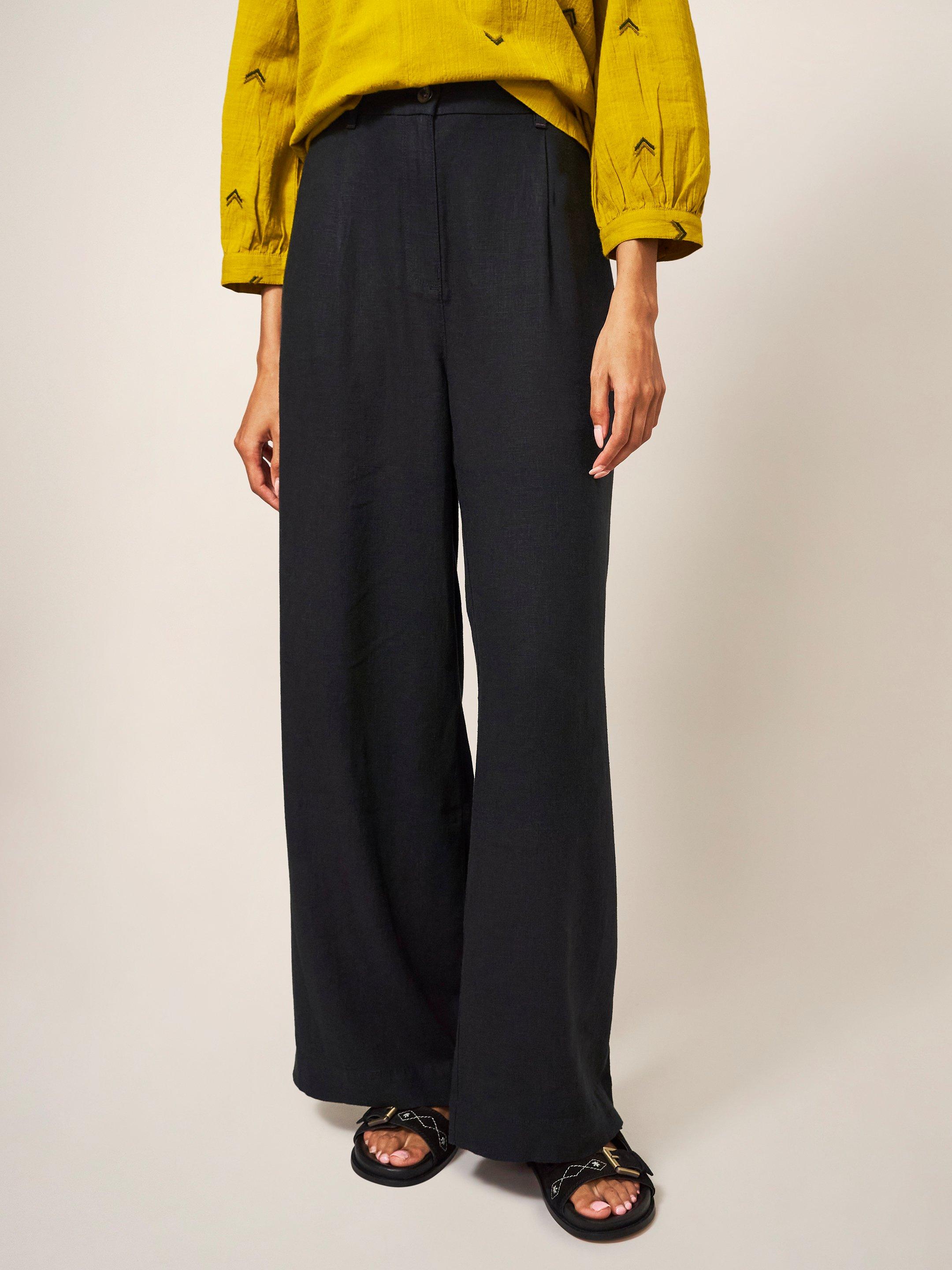 Lucinda Wide Leg Trouser in PURE BLK - LIFESTYLE