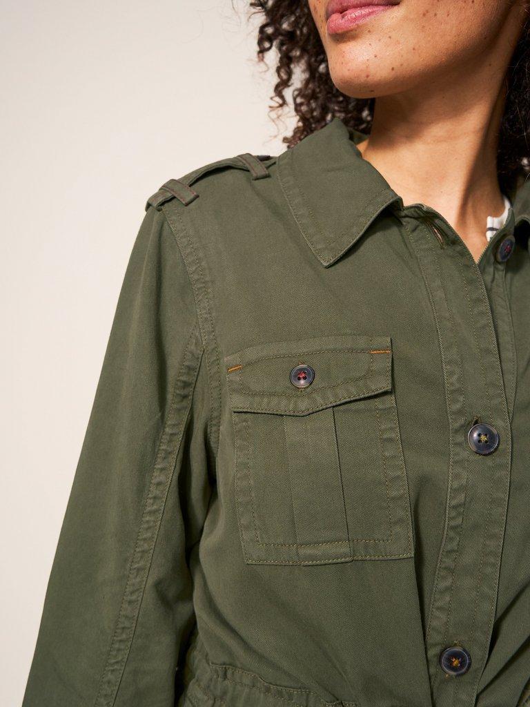 Sadie Jacket in KHAKI GRN - MODEL DETAIL