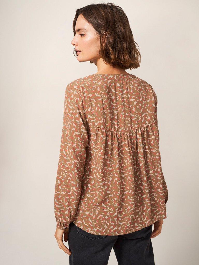 Mila Top in TAN MULTI - MODEL BACK