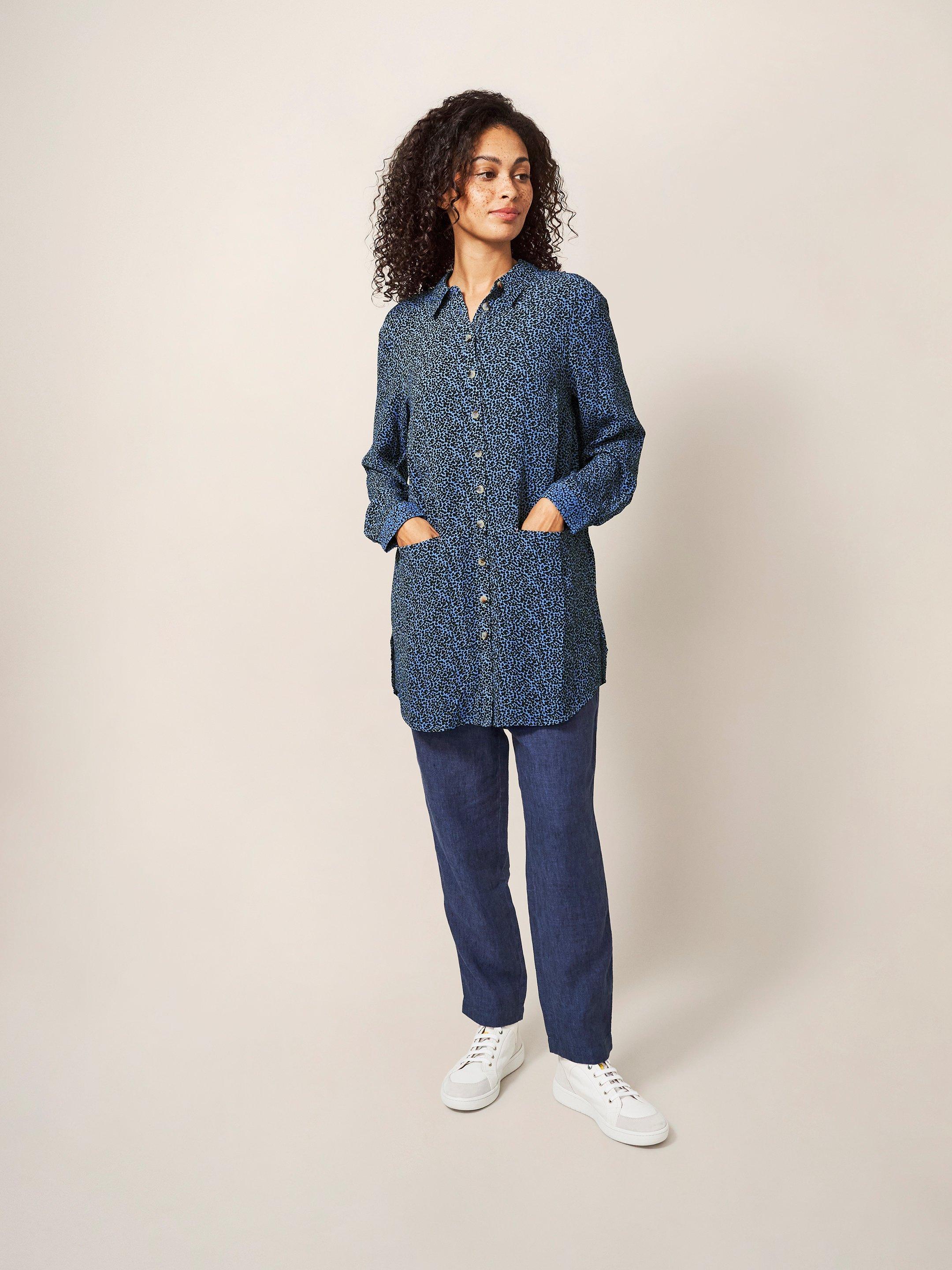 Dannika Tunic in BLUE MLT - MODEL FRONT