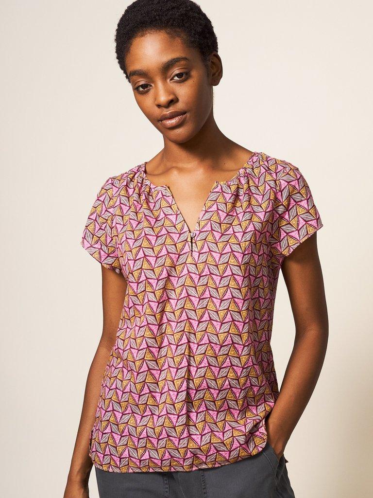 Keri Organic Cotton Top in PLUM MULTI