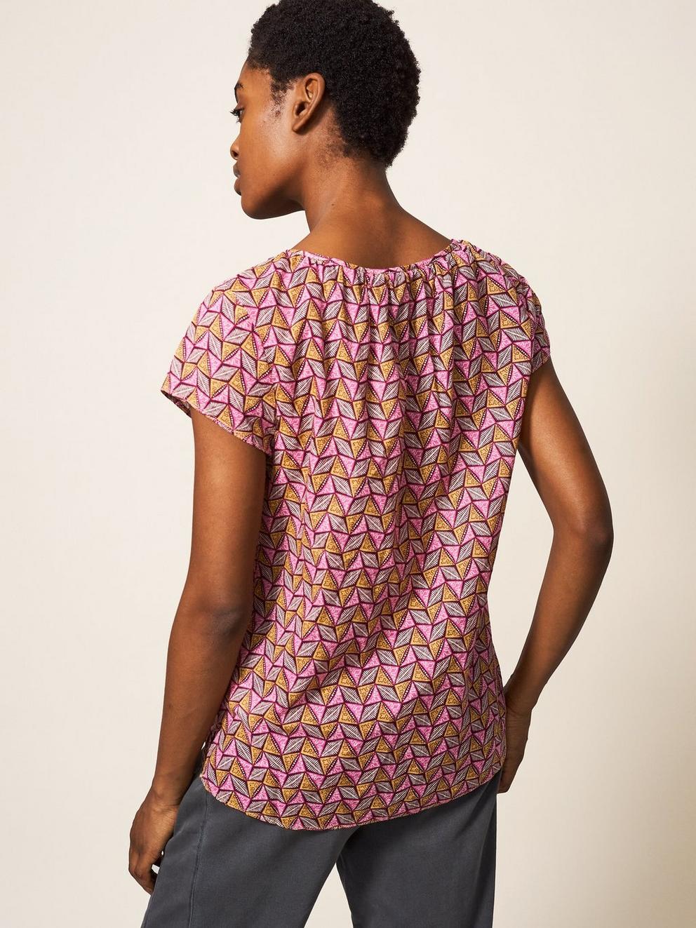 Keri Organic Cotton Top in PLUM MLT - MODEL BACK