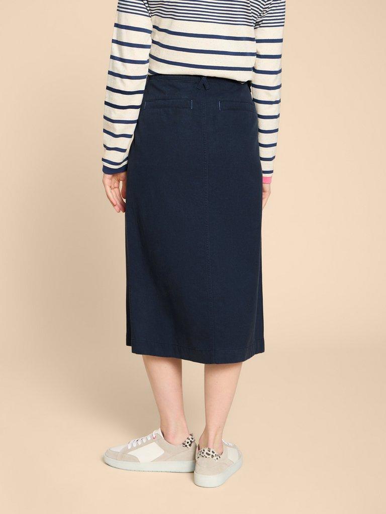 Penny Midi Skirt in DARK NAVY - MODEL BACK