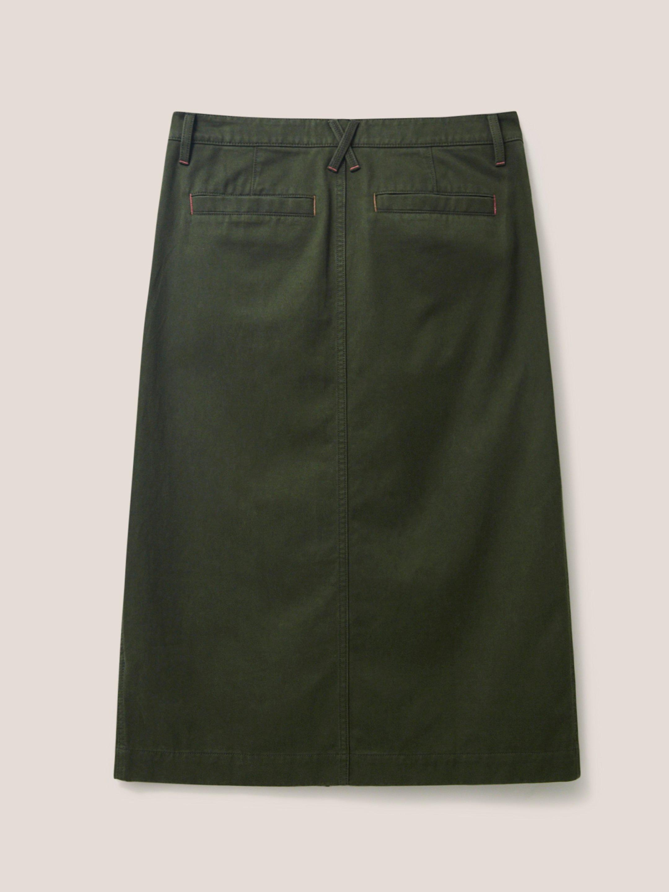Penny Midi Skirt in MID GREEN - FLAT BACK