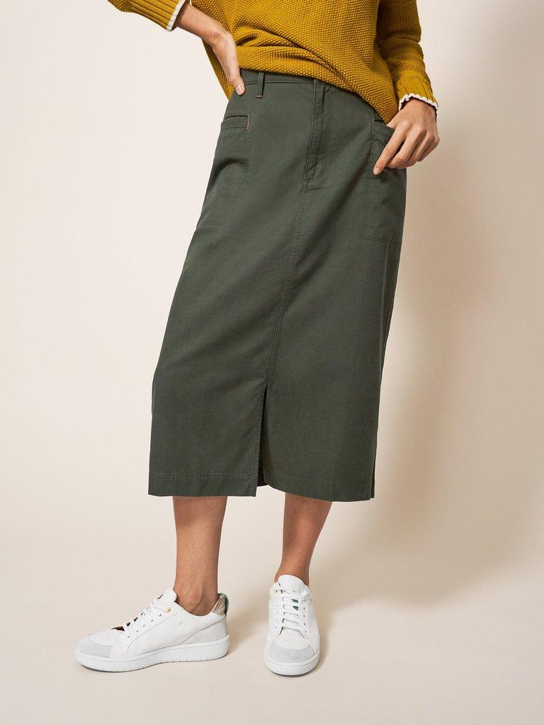 Penny Midi Skirt in MID GREEN - LIFESTYLE