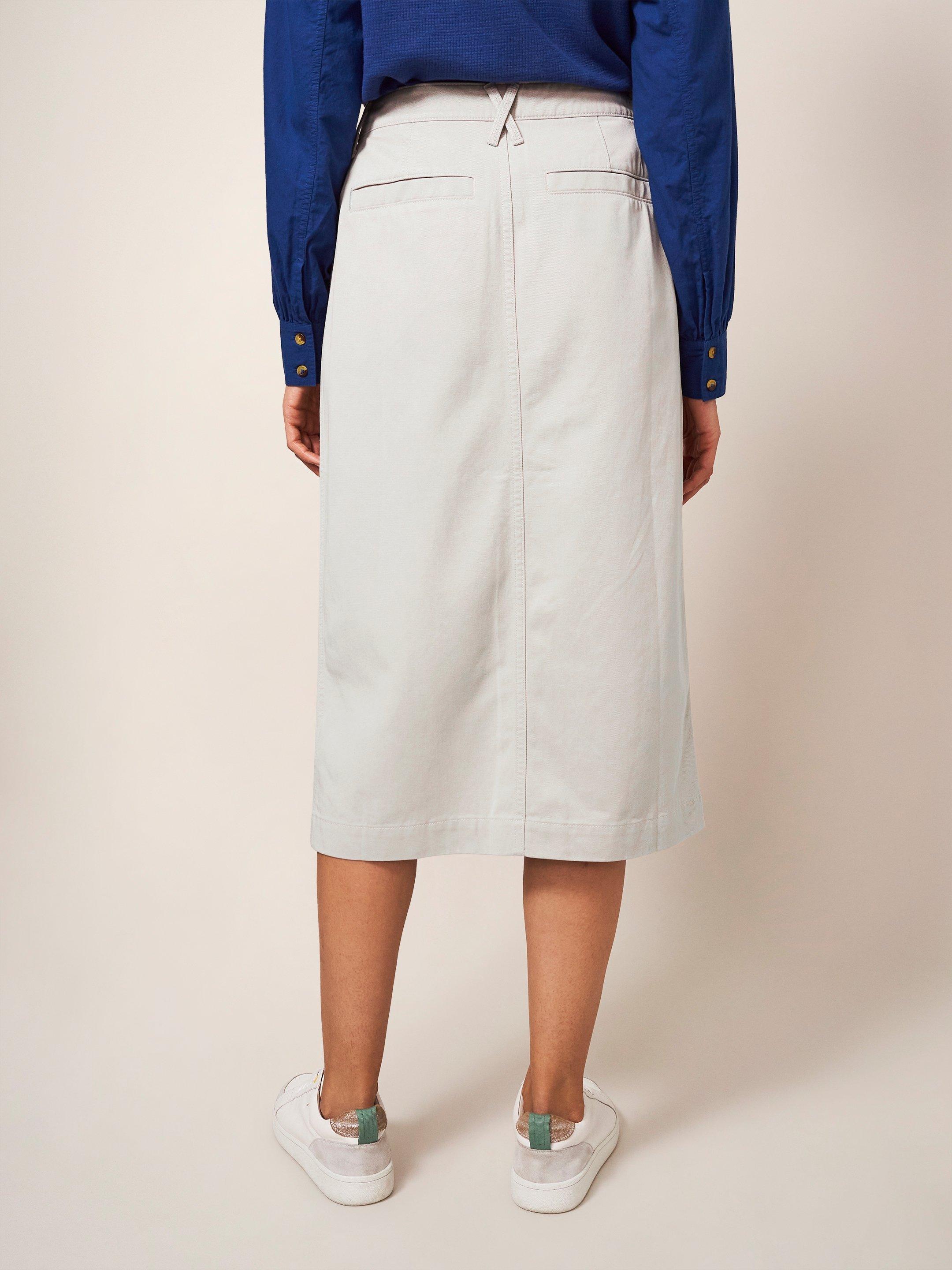 Penny Midi Skirt in MID GREY - MODEL BACK