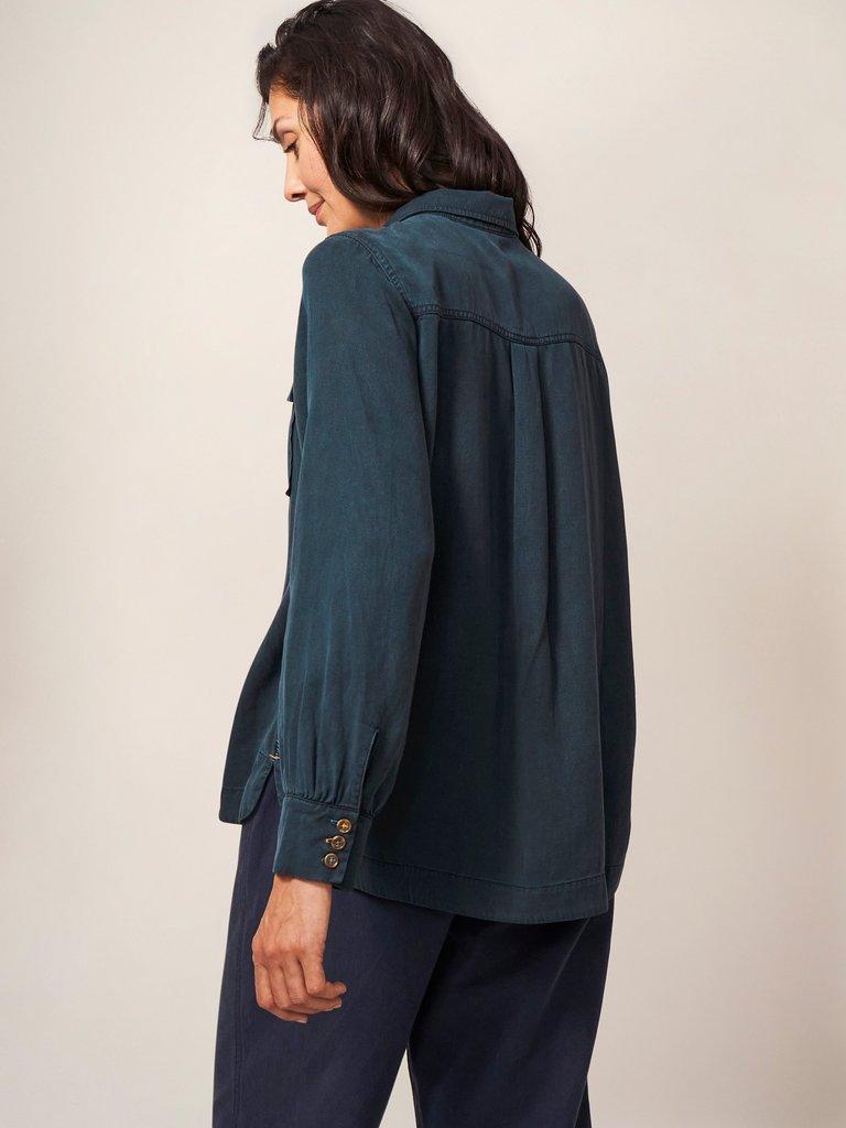 Ella Utility Shirt in DARK NAVY - MODEL BACK