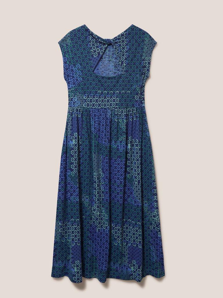Addison Cotton Midi Dress in BLUE MLT - FLAT BACK