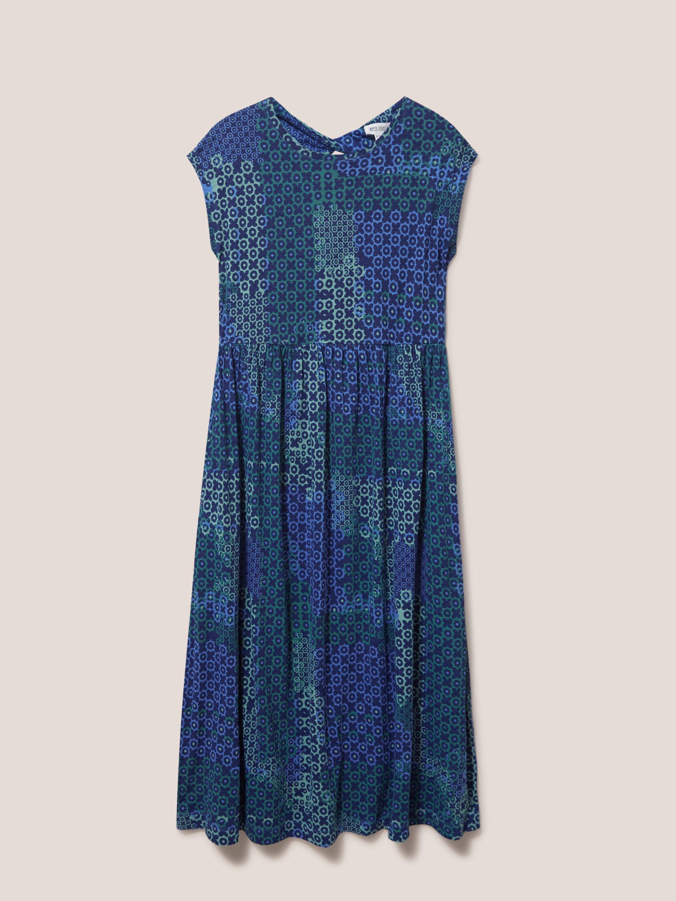 Addison Cotton Midi Dress in BLUE MLT - FLAT FRONT