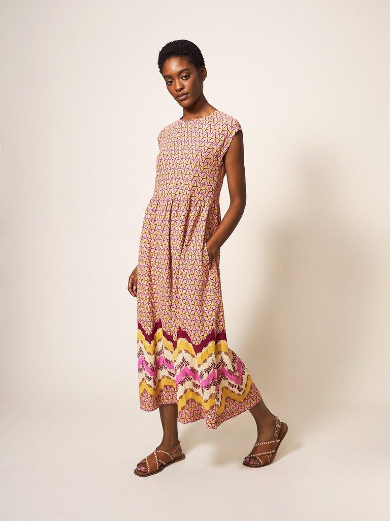 Addison Cotton Midi Dress in PLUM MULTI | White Stuff