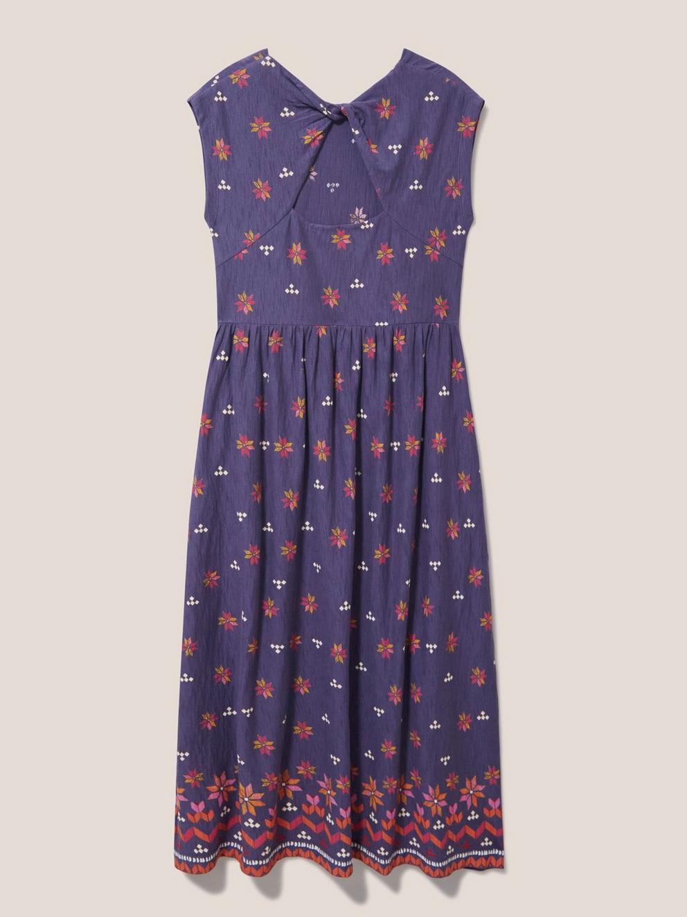 Addison Cotton Midi Dress in PURPLE MLT - FLAT BACK