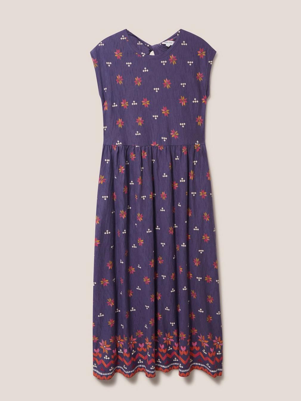 Addison Cotton Midi Dress in PURPLE MLT - FLAT FRONT