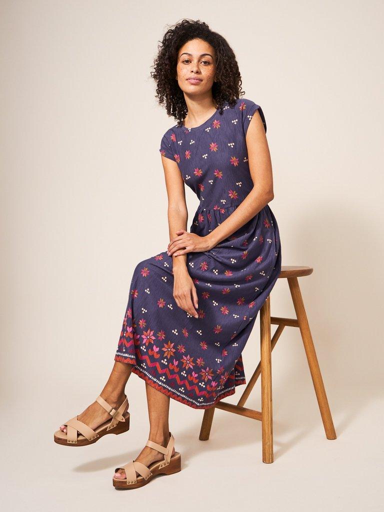 Addison Cotton Midi Dress in PURPLE MLT - LIFESTYLE