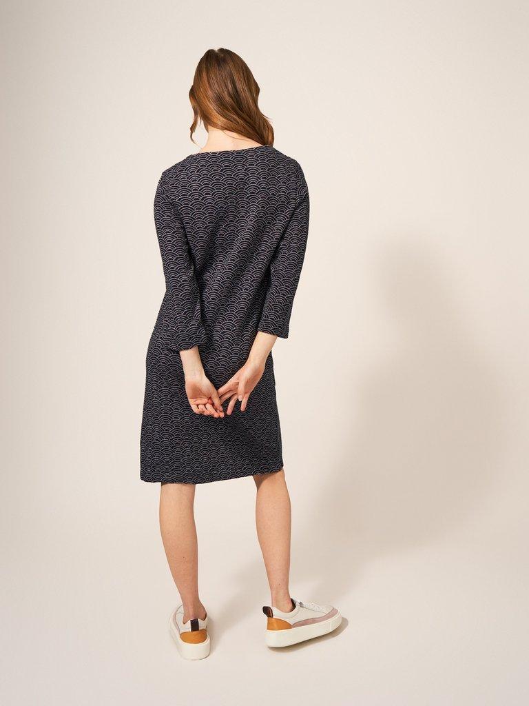 Skye Jacquard Jersey Dress in GREY MLT - MODEL BACK