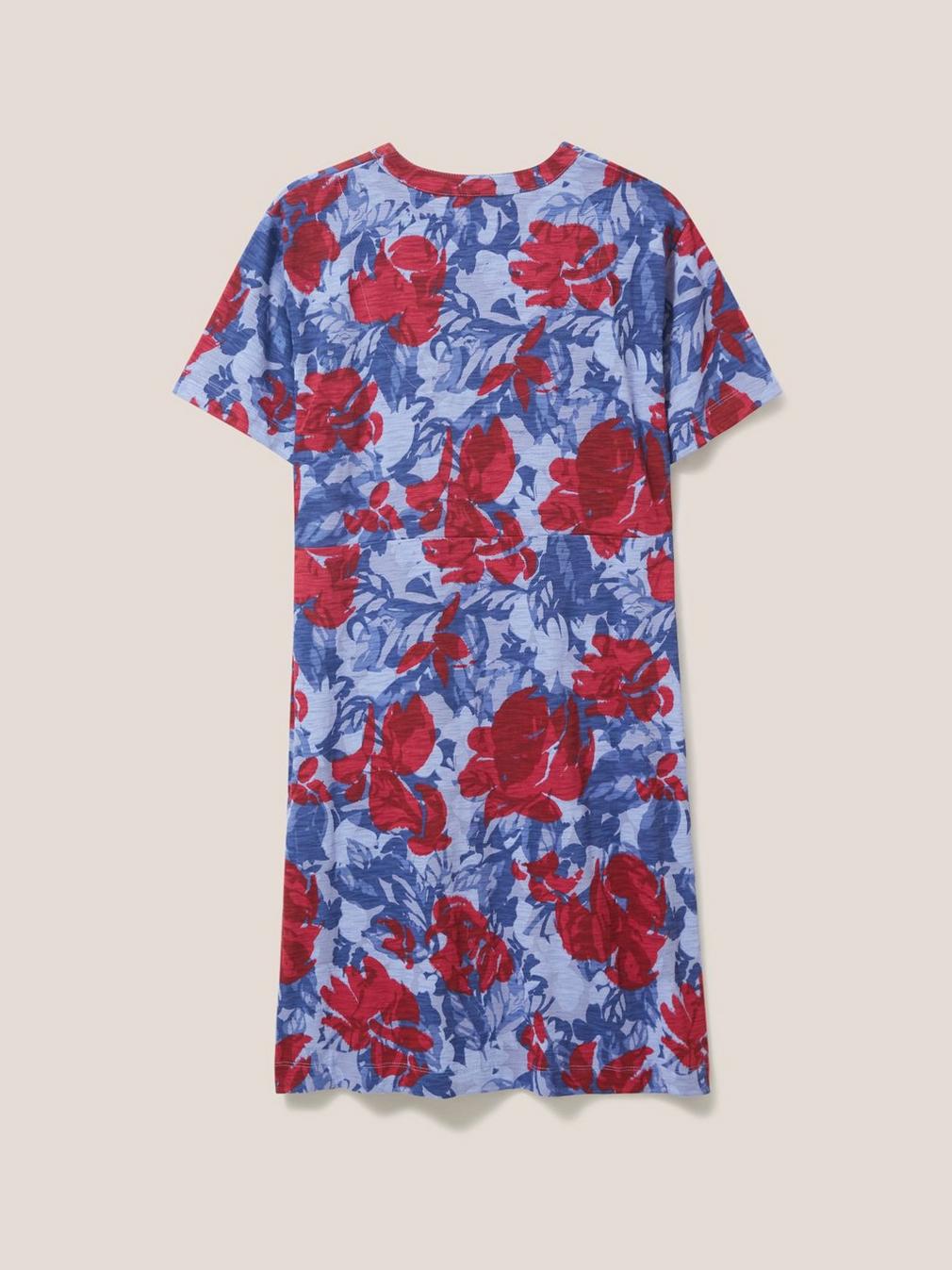 Tammy Cotton Jersey Dress in BLUE MLT - FLAT BACK