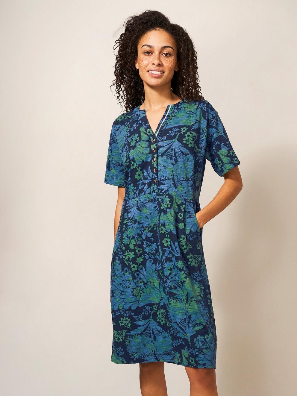 Tammy Cotton Jersey Dress in NAVY MULTI - LIFESTYLE