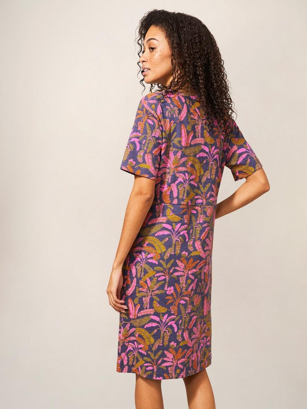 Tammy Cotton Jersey Dress in PURPLE MLT - MODEL BACK