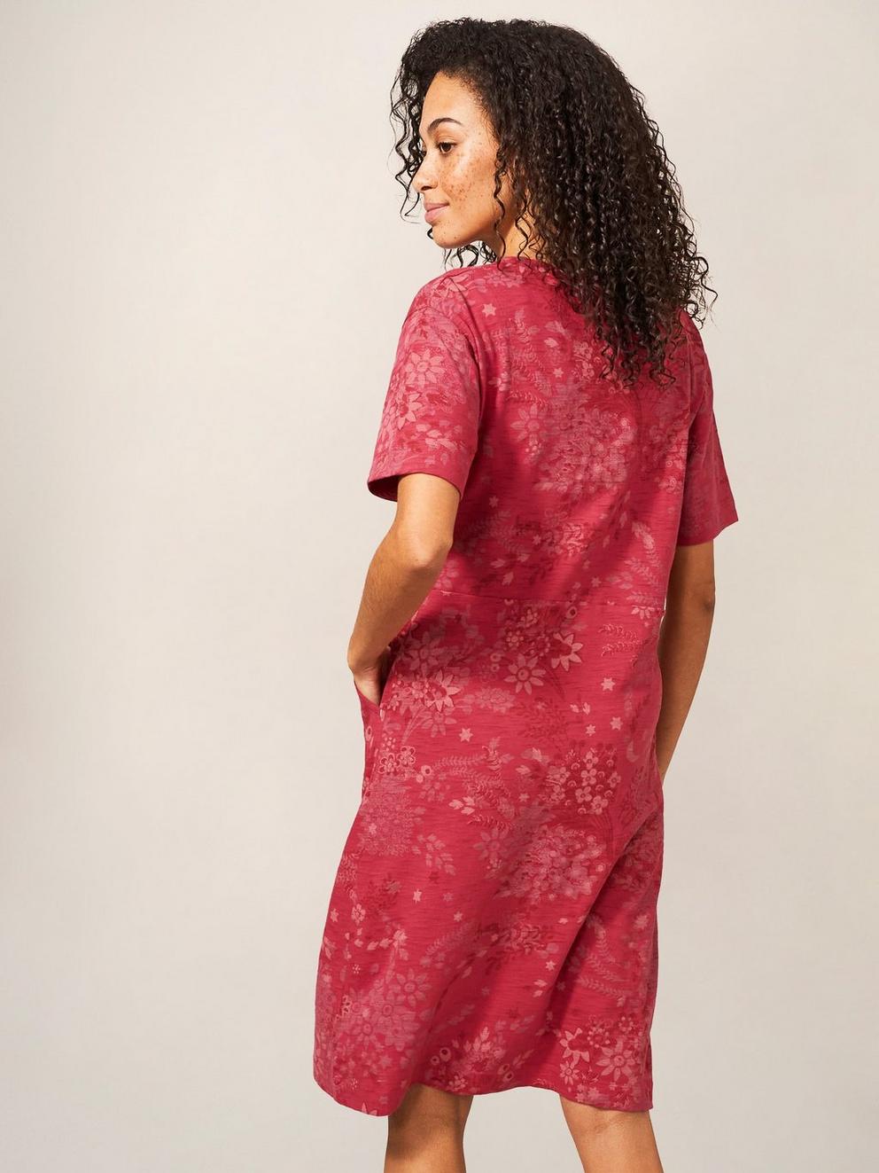 Tammy Cotton Jersey Dress in RED MLT - MODEL BACK