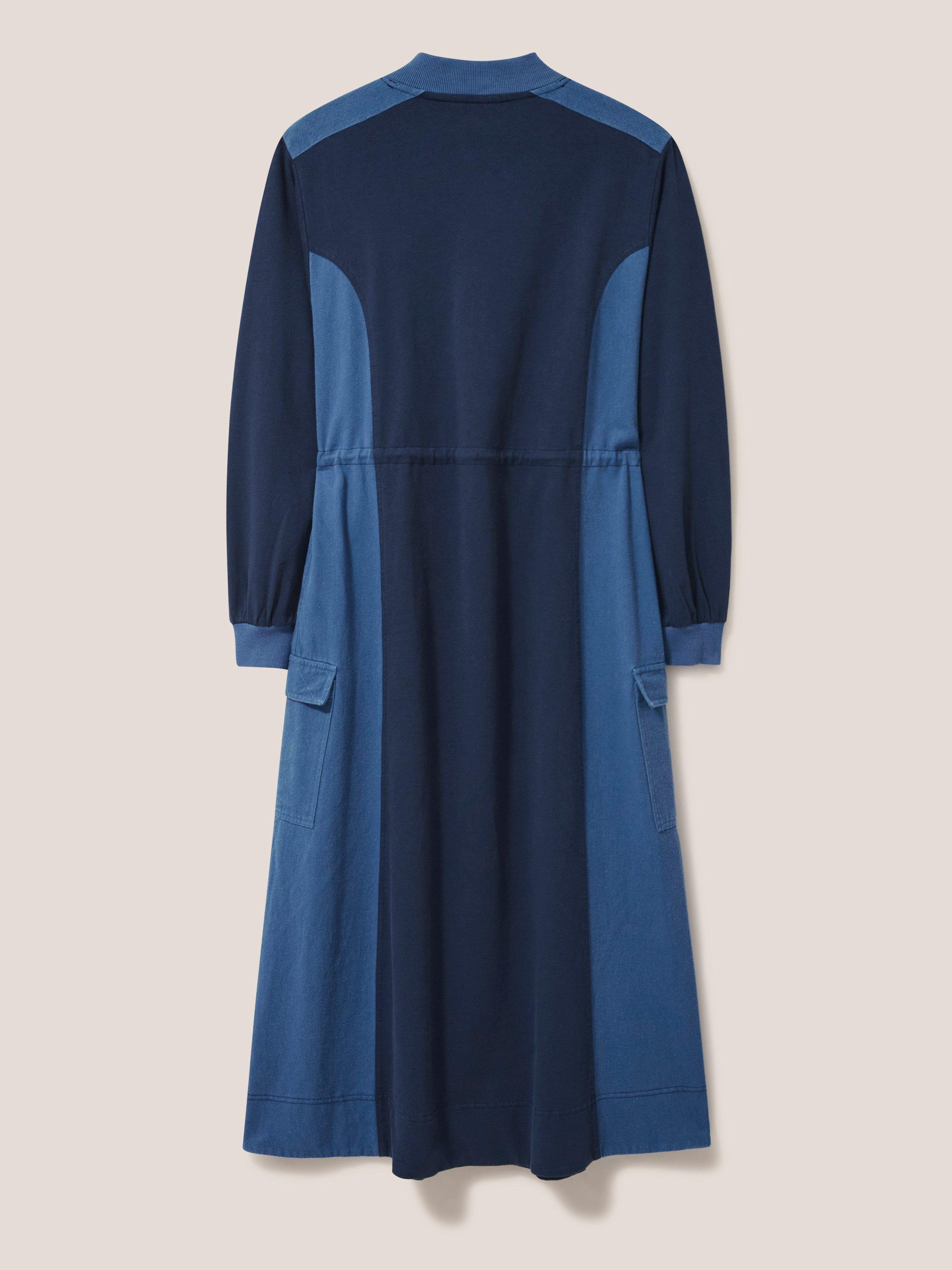 Bexley Jersey Sweat Dress in BLUE MLT - FLAT BACK