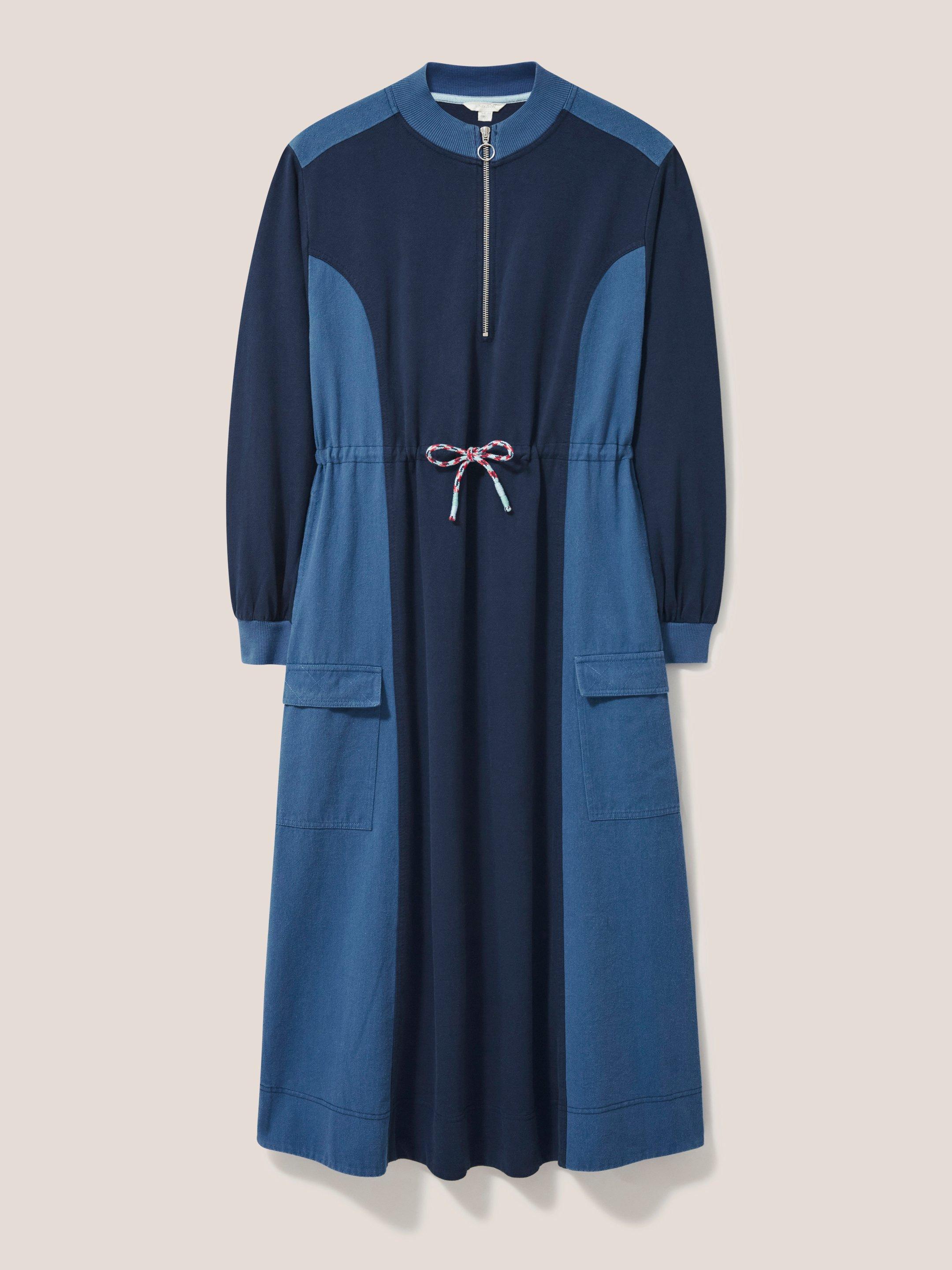 Bexley Jersey Sweat Dress in BLUE MLT - FLAT FRONT