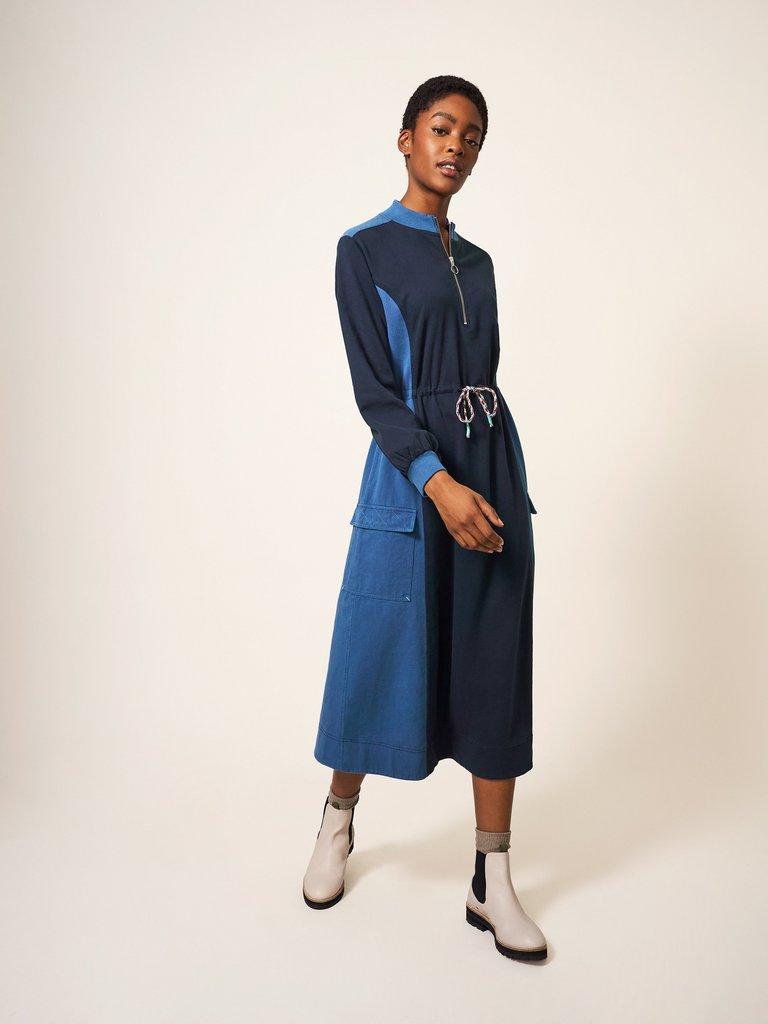 Bexley Jersey Sweat Dress in BLUE MLT - LIFESTYLE