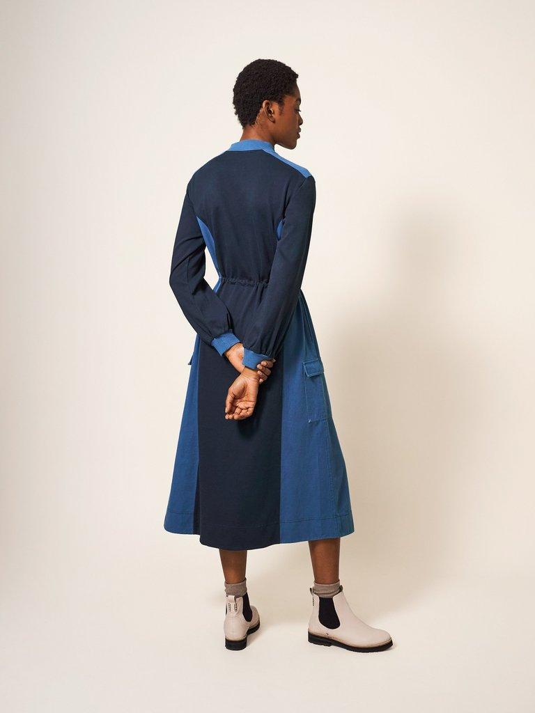 Bexley Jersey Sweat Dress in BLUE MLT - MODEL BACK
