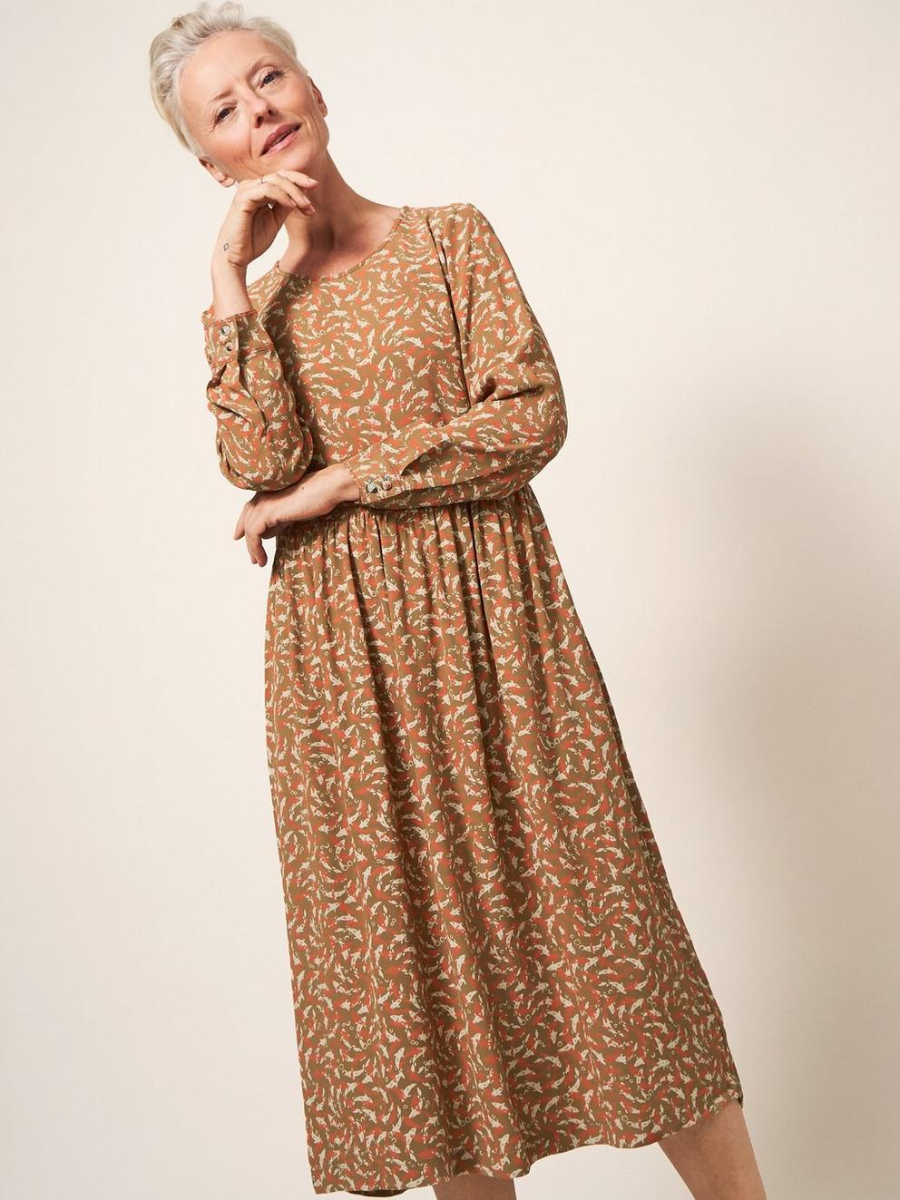 Elisa Dress in TAN MULTI - LIFESTYLE