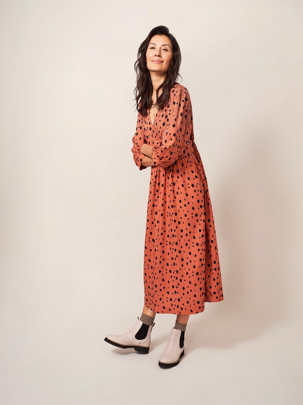 Lucy Short Sleeve Midi Dress in PINK MLT - LIFESTYLE