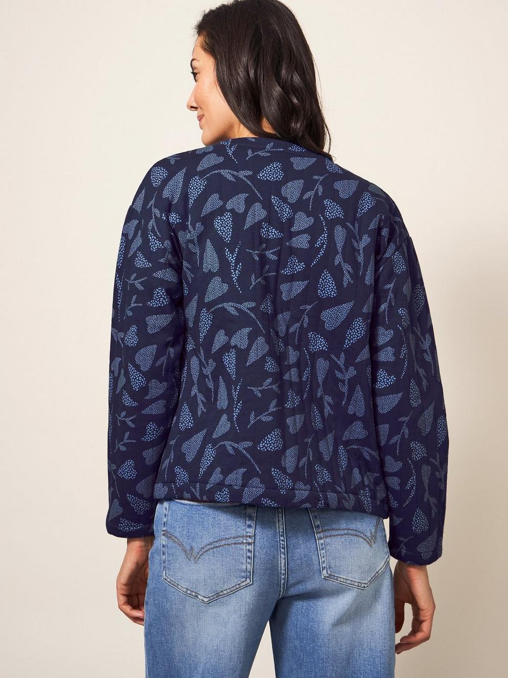 Harper Quilted Jersey Jacket in BLUE MLT - MODEL BACK