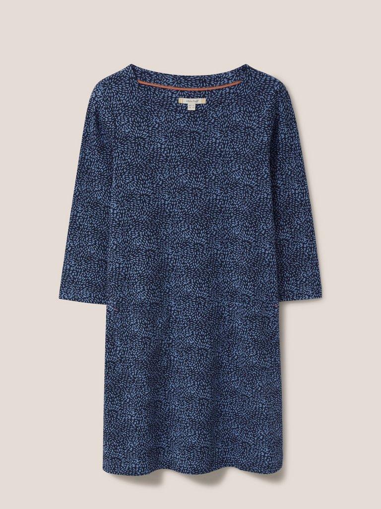 Skye Jersey Dress in MID BLUE - FLAT FRONT