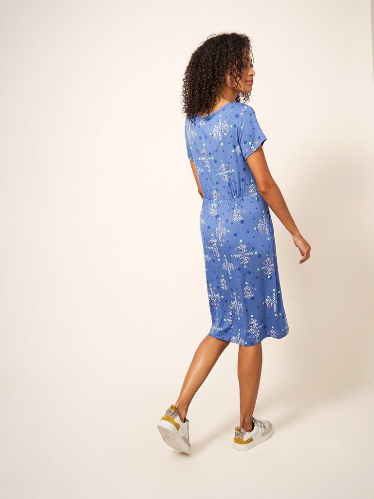 Tallie Jersey V Neck Dress in BLUE MLT - MODEL BACK
