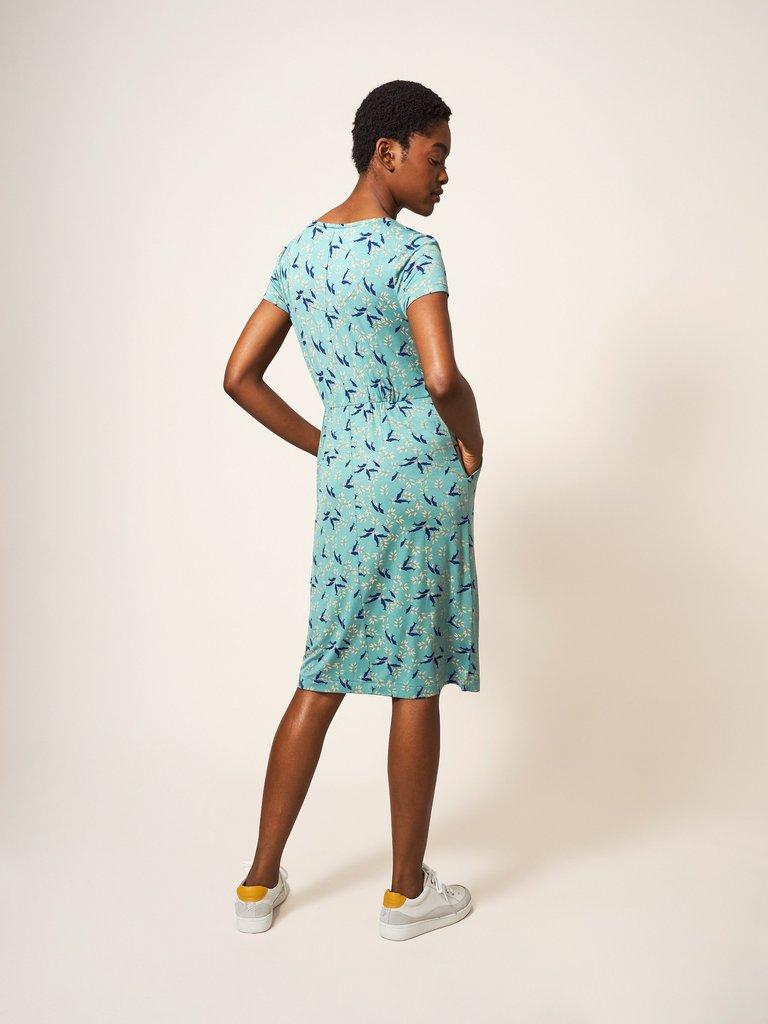 Tallie Jersey Dress in GREEN MLT - MODEL BACK